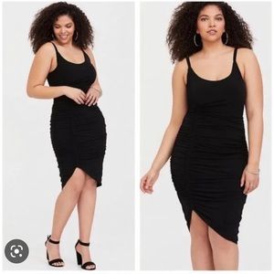 Torrid Black Ruched Body Con Dress size 2